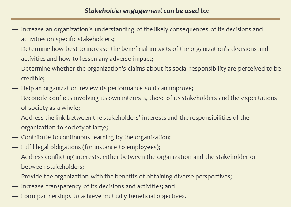 Table 1. “5.3.3 Stakeholder Engagement,” ISO 26000: 2010 (Excerpt)